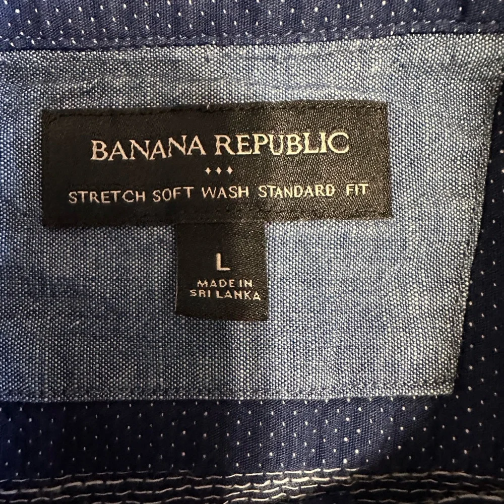 Banana Republic Standard Fit Soft Wash Button Down Shirt Men’s L Blue Stretch